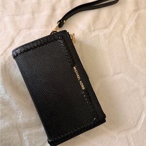 Michael Kors Black Textured Wristlet and Phone holder